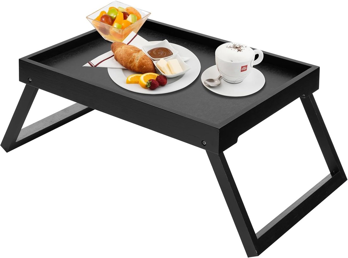 Bedlade tafel met inklapbare poten - bamboe - lichtgewicht - ideaal voor ontbijt in bed - ShopVlot
