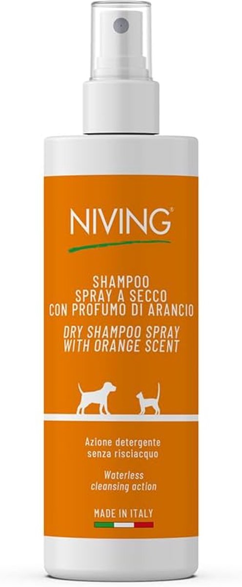 Droogshampoo Spray voor Honden en Katten, met Sinaasappelgeur, Waterloze Reiniging, 250 ml - ShopVlot