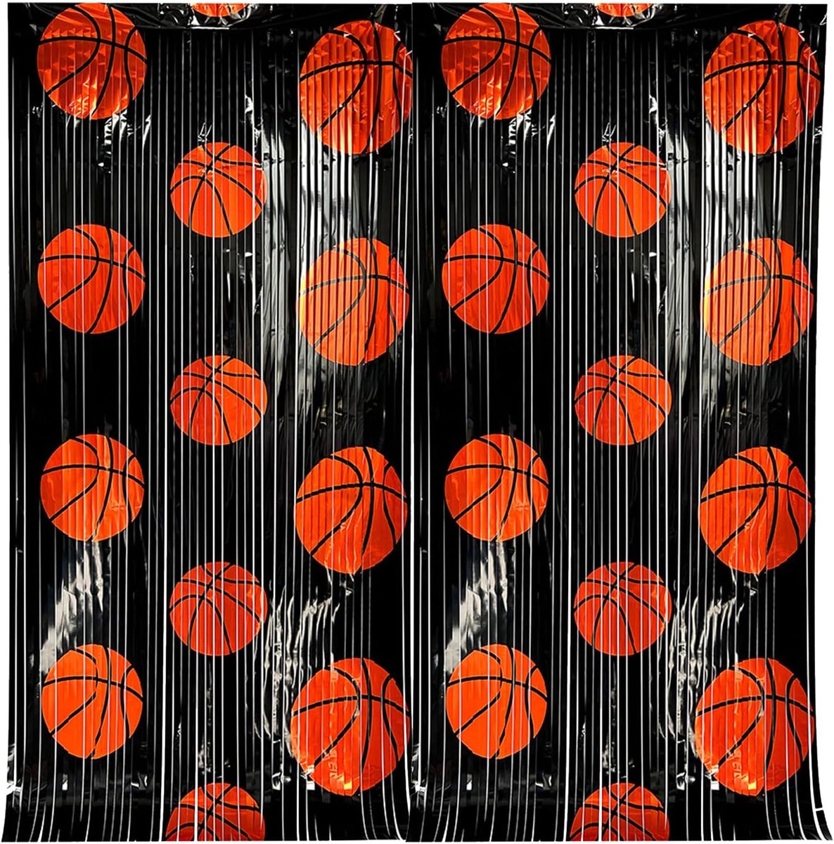 Basketbal franjegordijnen 1x2m - glinsterende folie - feestdecoratie - perfect voor verjaardagen - ShopVlot