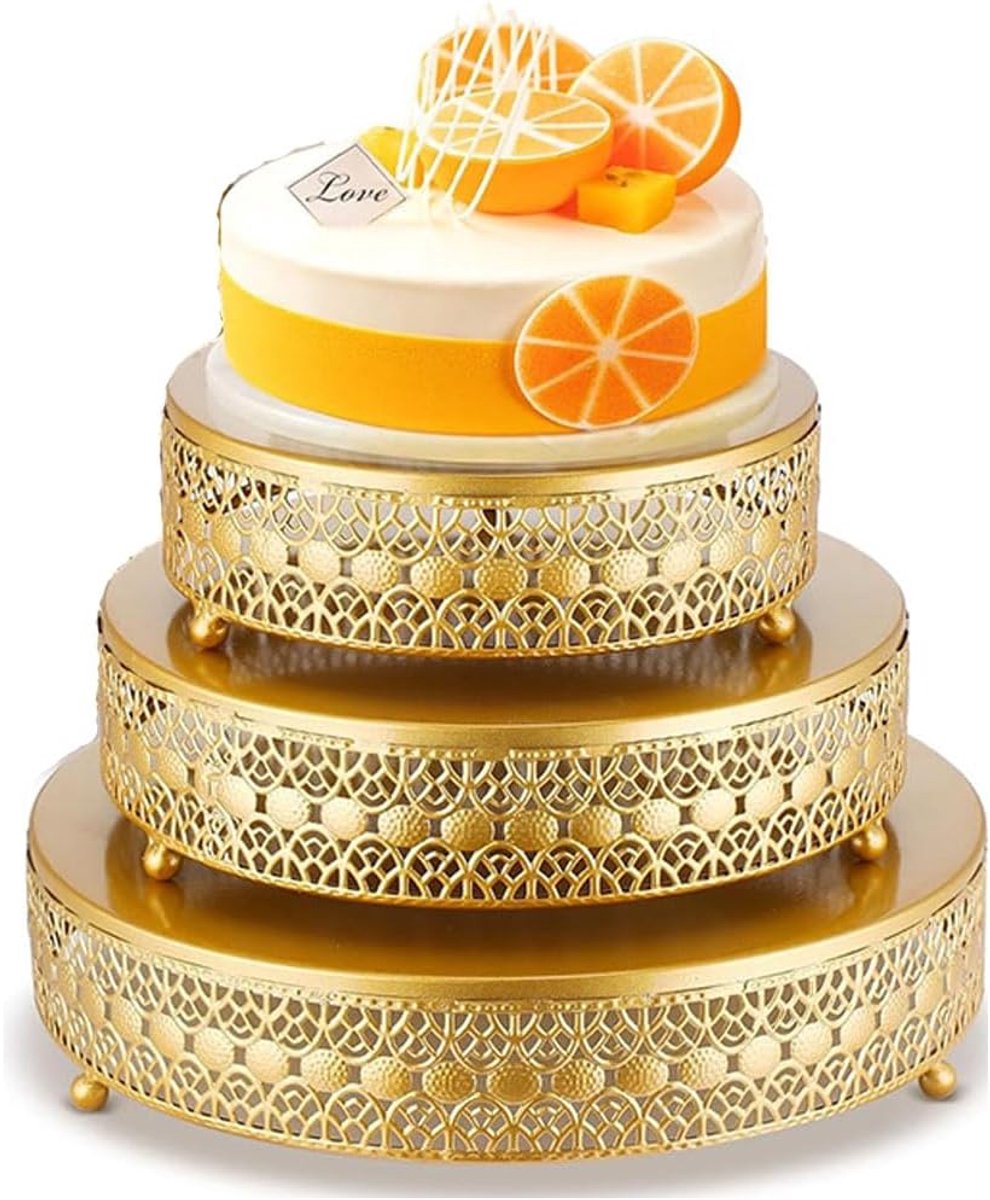Taartstandaard set 3-delig - gouden metaal - perfecte presentatie - voor feesten en evenementen - ShopVlot