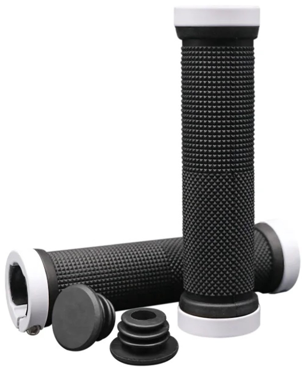 Merkloze TPR Stuurhandvatten met Aluminium Ringen - Zwart/Wit