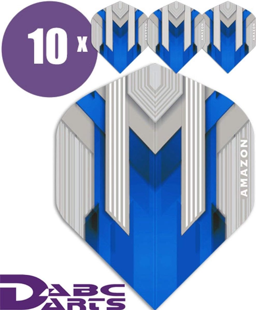 Darts Flights - 10 sets - Pentathlon Amazon Zilver Blauw - Sterk en controleerbaar - ShopVlot