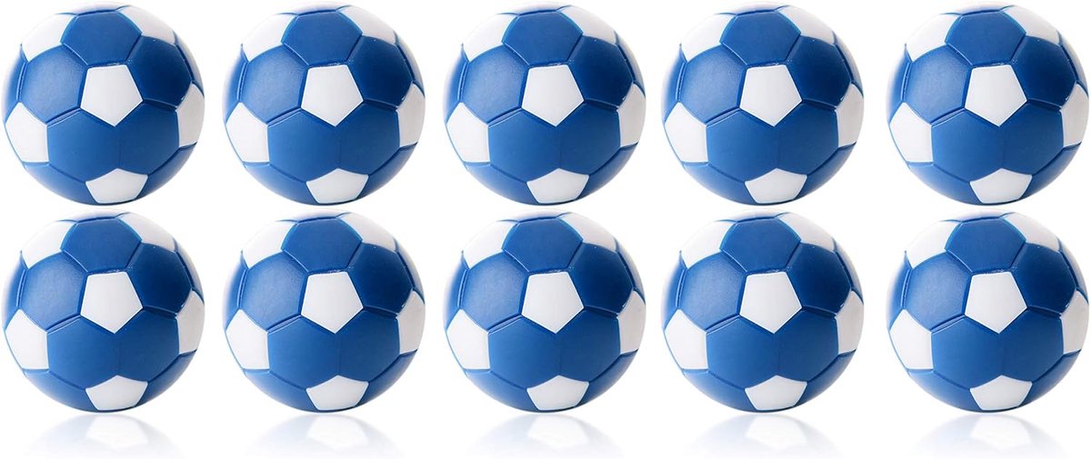 Tafelvoetbalspel 24 g - Blauw/wit - 35 mm - 10 stuks voor plezier met vrienden - ShopVlot