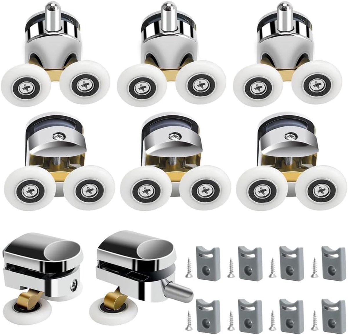 Douchedeur Rollen 8 Stuks - Aluminium en ABS - Stil en Duurzaam - Geschikt voor 4-6mm Glas - ShopVlot