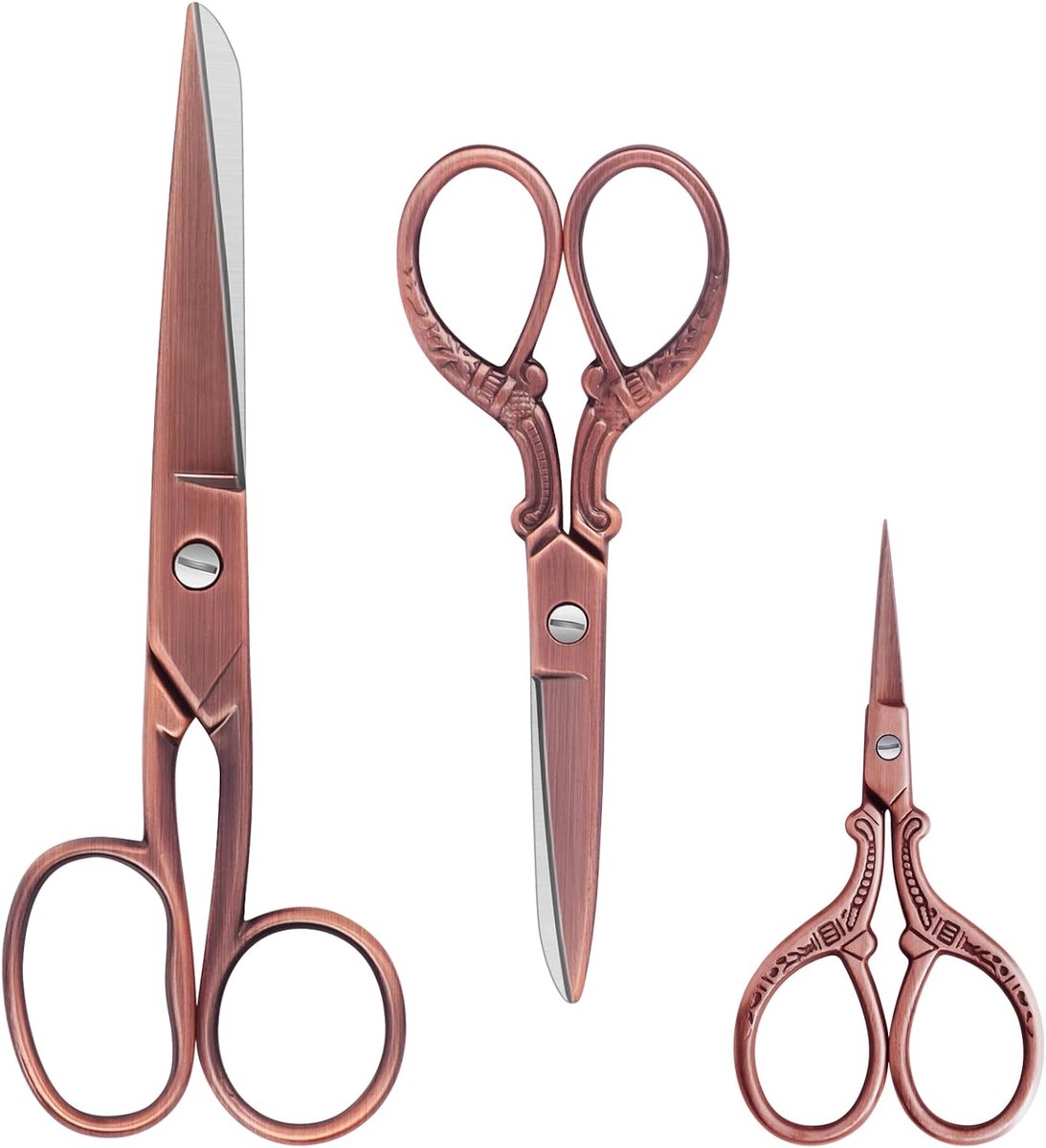 Schoenmakersschaar set van 3 - roestvrij staal - titanium coating - ideaal voor stoffen - ShopVlot