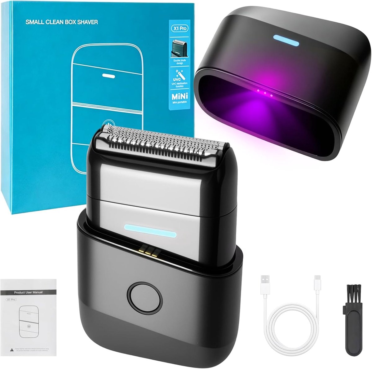 Elektrisch scheerapparaat voor heren - dubbel zwevend mes - USB-C oplaadbaar - huidvriendelijk scheren - ShopVlot