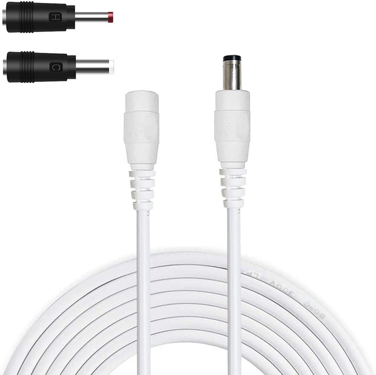 Verlengsnoer 1 m 2.1 mm x 5.5 mm - Wit - Stekker naar socket - Ideaal voor LED en CCTV camera's - ShopVlot