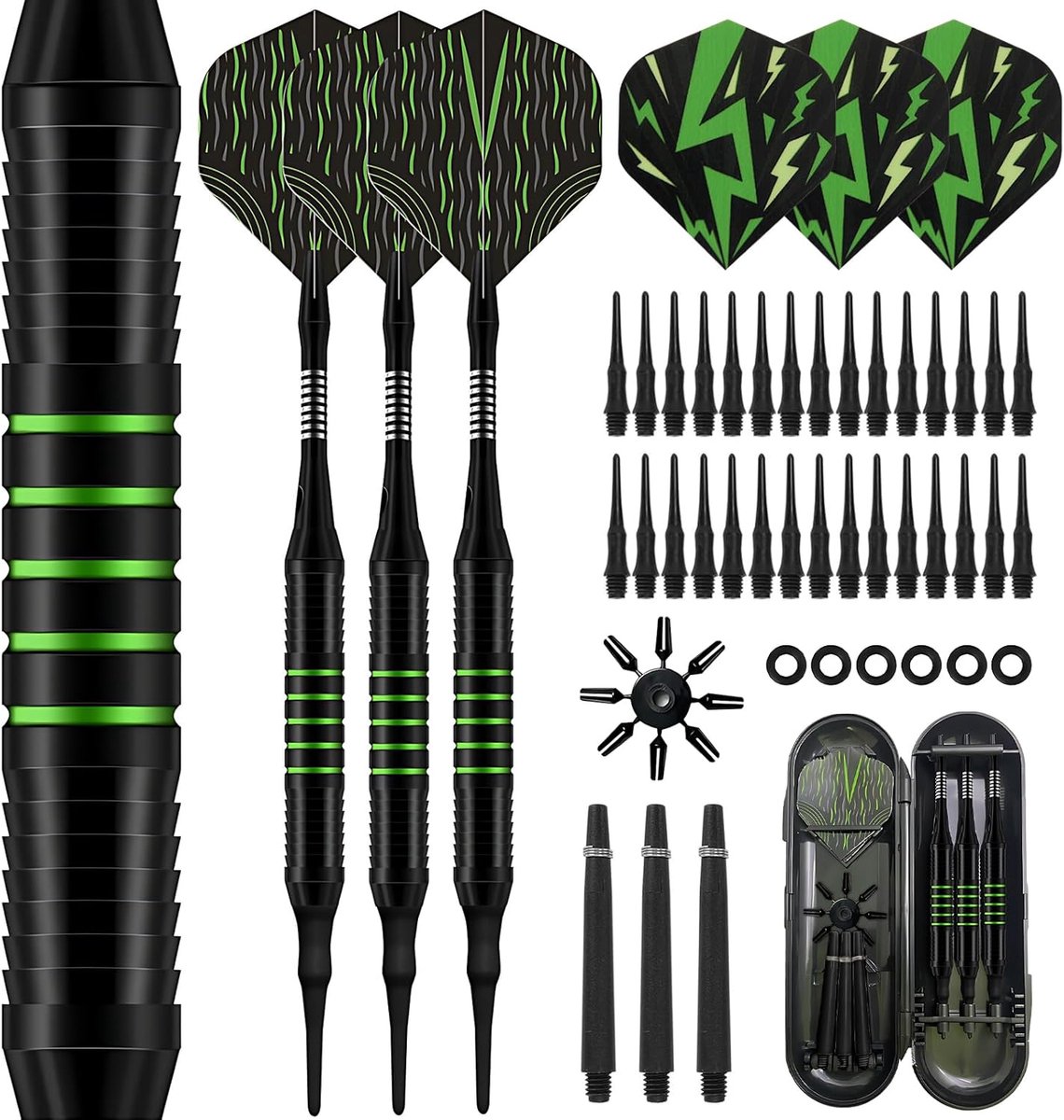 Dart pijl set 18g - Soft darts met plastic punt - Compleet met 30 tips en 6 flights - ShopVlot