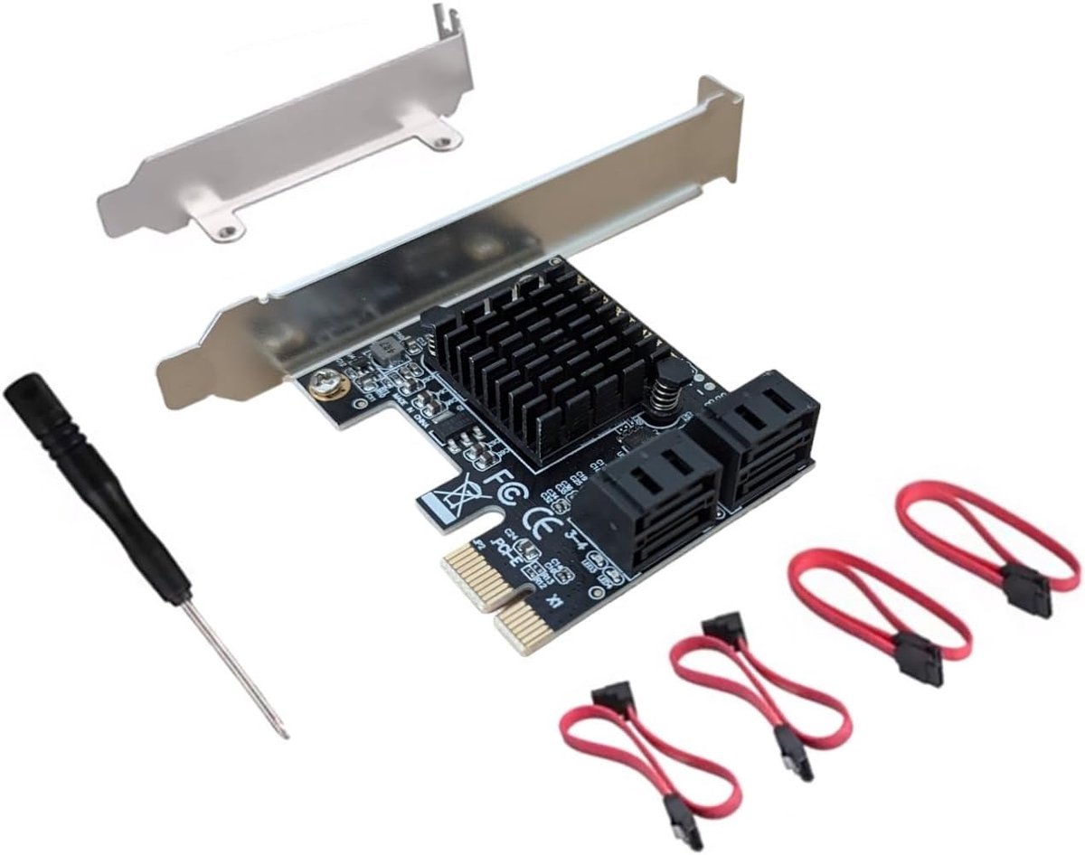 SATA 3.0 PCI-E x1 uitbreidingskaart - 4 poorten - 6 GBit/s snelheid - Ideaal voor extra opslag - ShopVlot