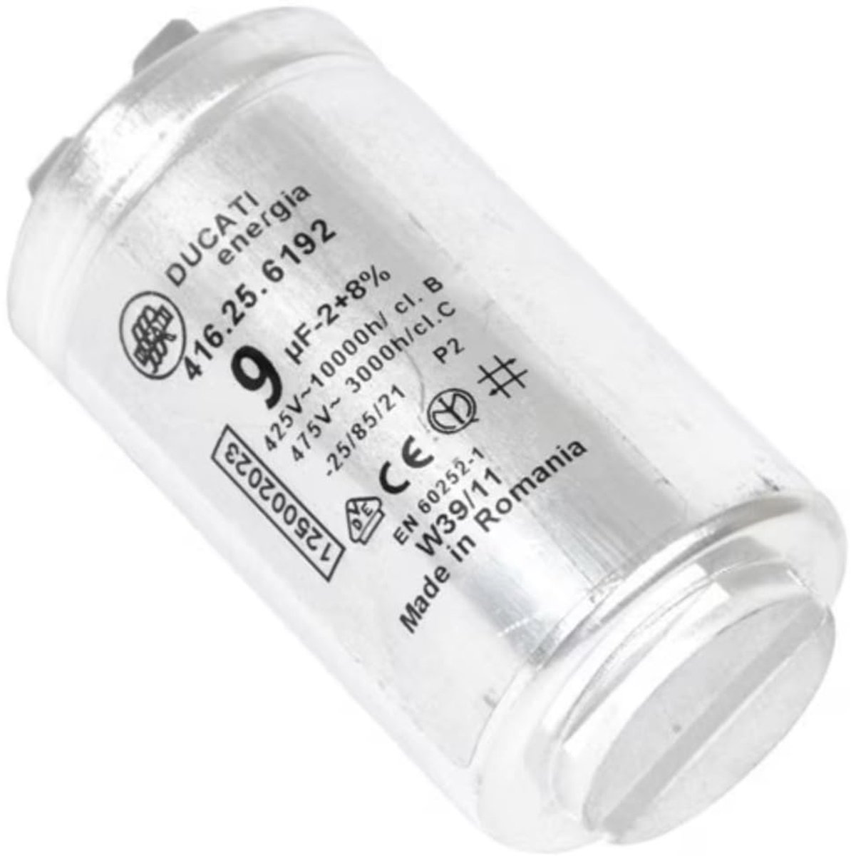 Metaal startcondensator 9 µF - 475 V - Faston 6,3 mm - Betrouwbare energievoorziening - ShopVlot