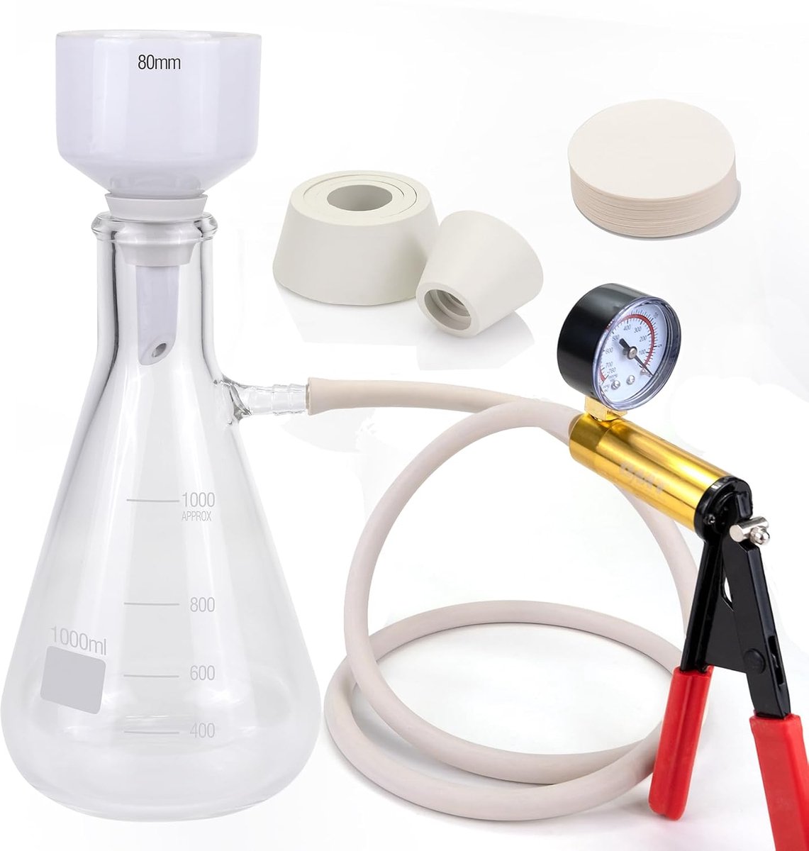 Vacuum filtratie kit - 1000 ml filterfles - borosilicaatglas - efficiënt scheiden van componenten - ShopVlot