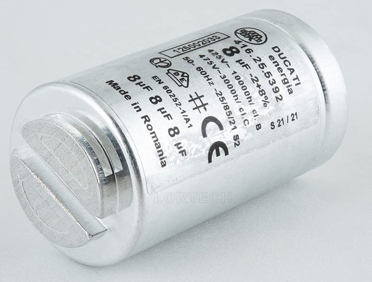 Startcondensator 8uF 450V - voor wasdroger - compacte afmeting - betrouwbare werking - ShopVlot