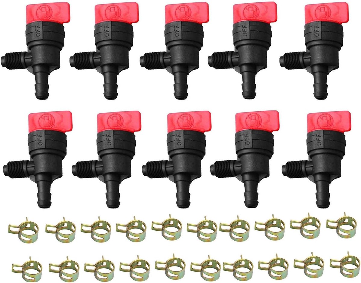 Brandstofafsluitkleppen 1/4 inch - 90 graden - 10 stuks - Hoogwaardige aftermarket kwaliteit - ShopVlot