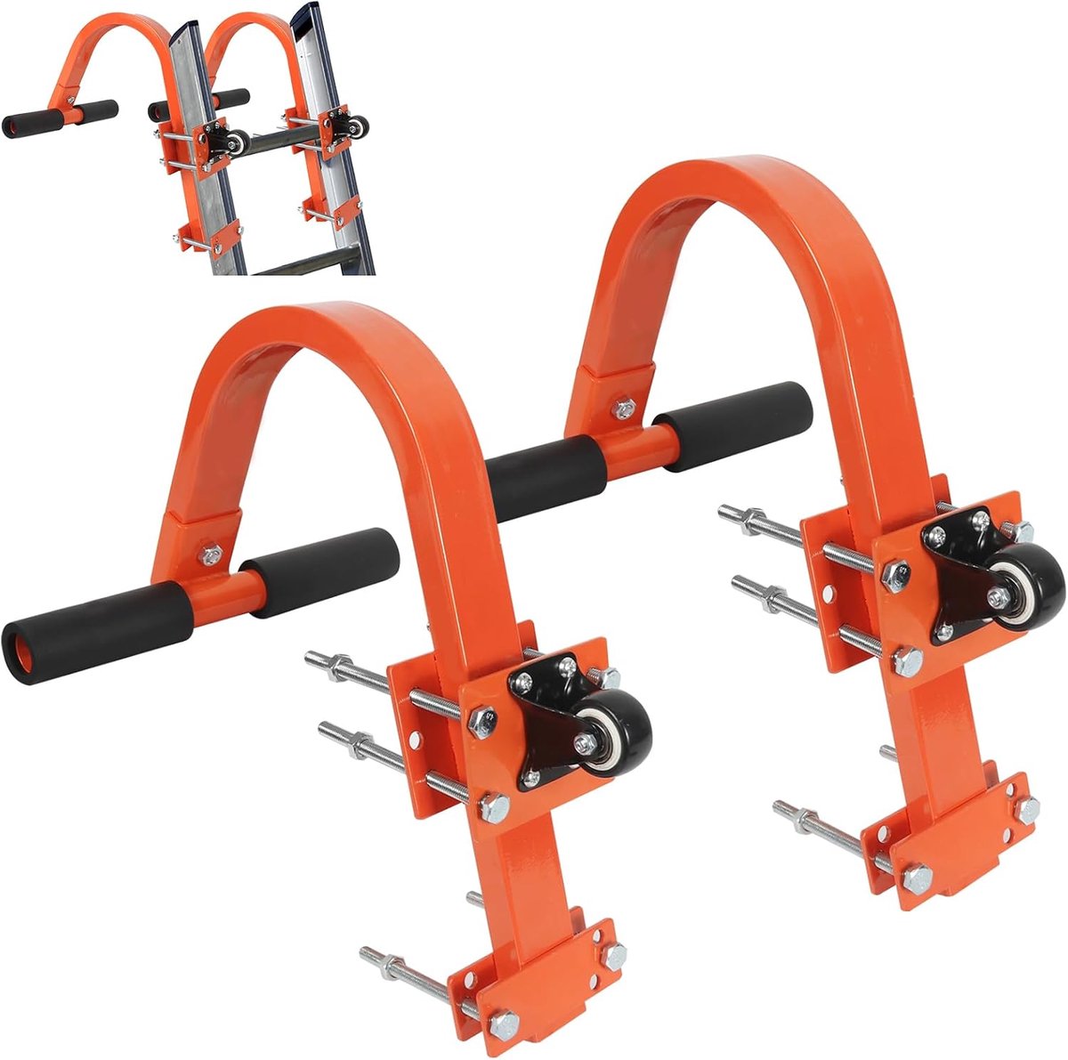 Ladderhaken 2 stuks - Stabiele dakadapter - Staal met wielen - Ideaal voor hellende daken - ShopVlot
