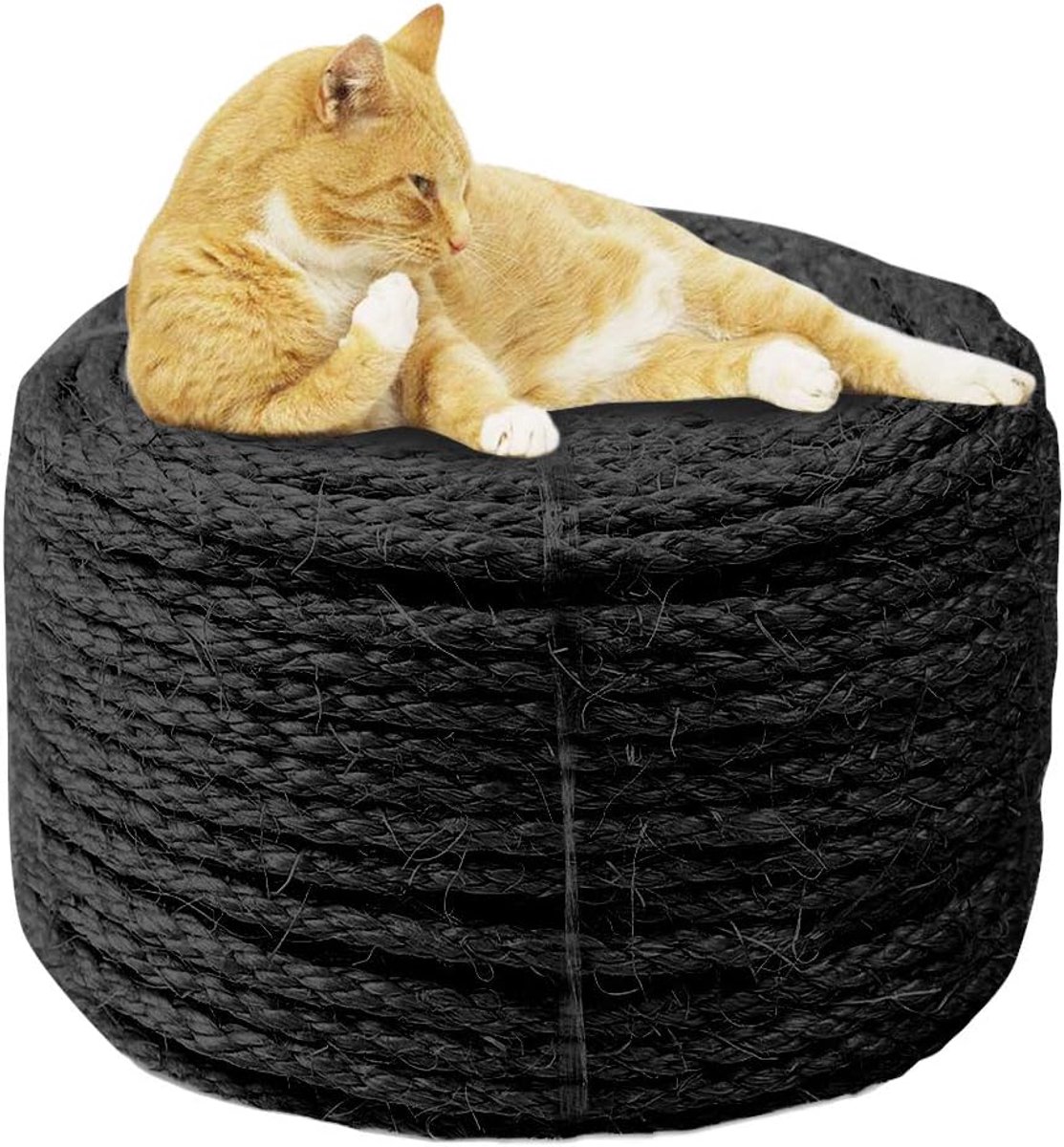 Sisal touw 6mm - zwart - sterk en duurzaam - ideaal voor kattenkrabpaal - ShopVlot