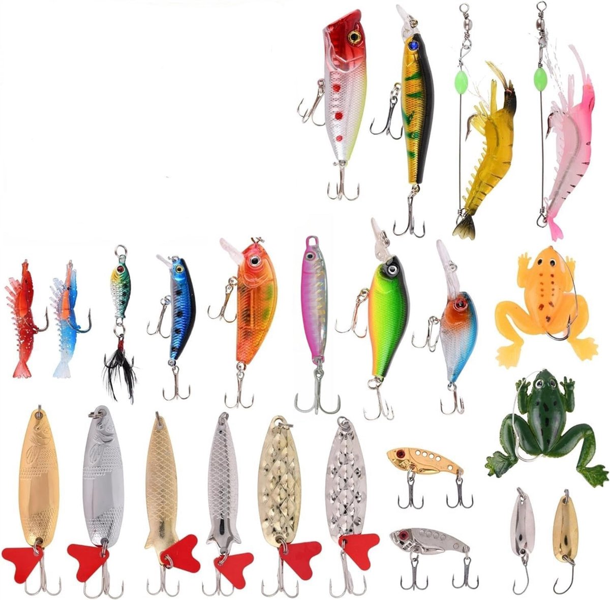 Vissen aas 24pcs - metalen jigging lepels - levensechte 3D ogen - ideaal voor zoutwater en zoetwater vissen - ShopVlot