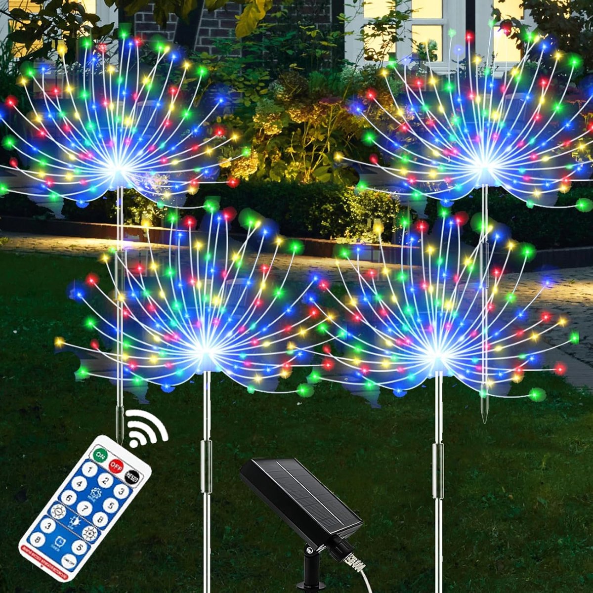 Solar tuinverlichting 4 stuks - 120 LEDs - IP65 waterdicht - 8 modi voor sfeervolle buitenverlichting - ShopVlot