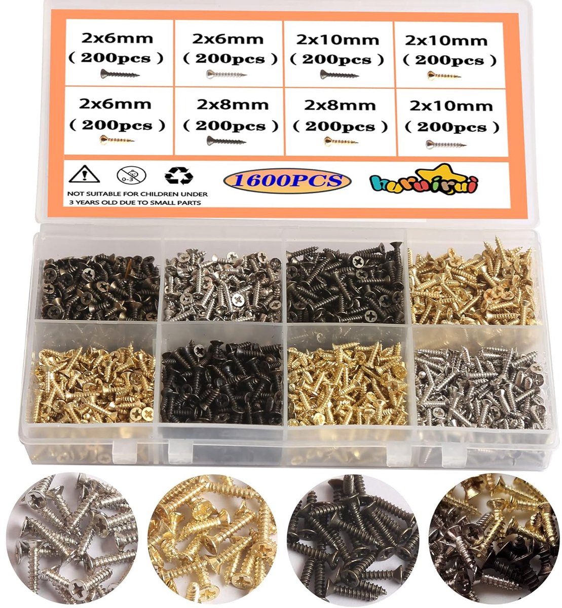 Klein Schroeven Set 1600 Stuks - Zwart, Goud en Zilver - Zelftappende Schroeven - Ideaal voor Apparatuur Reparatie - ShopVlot