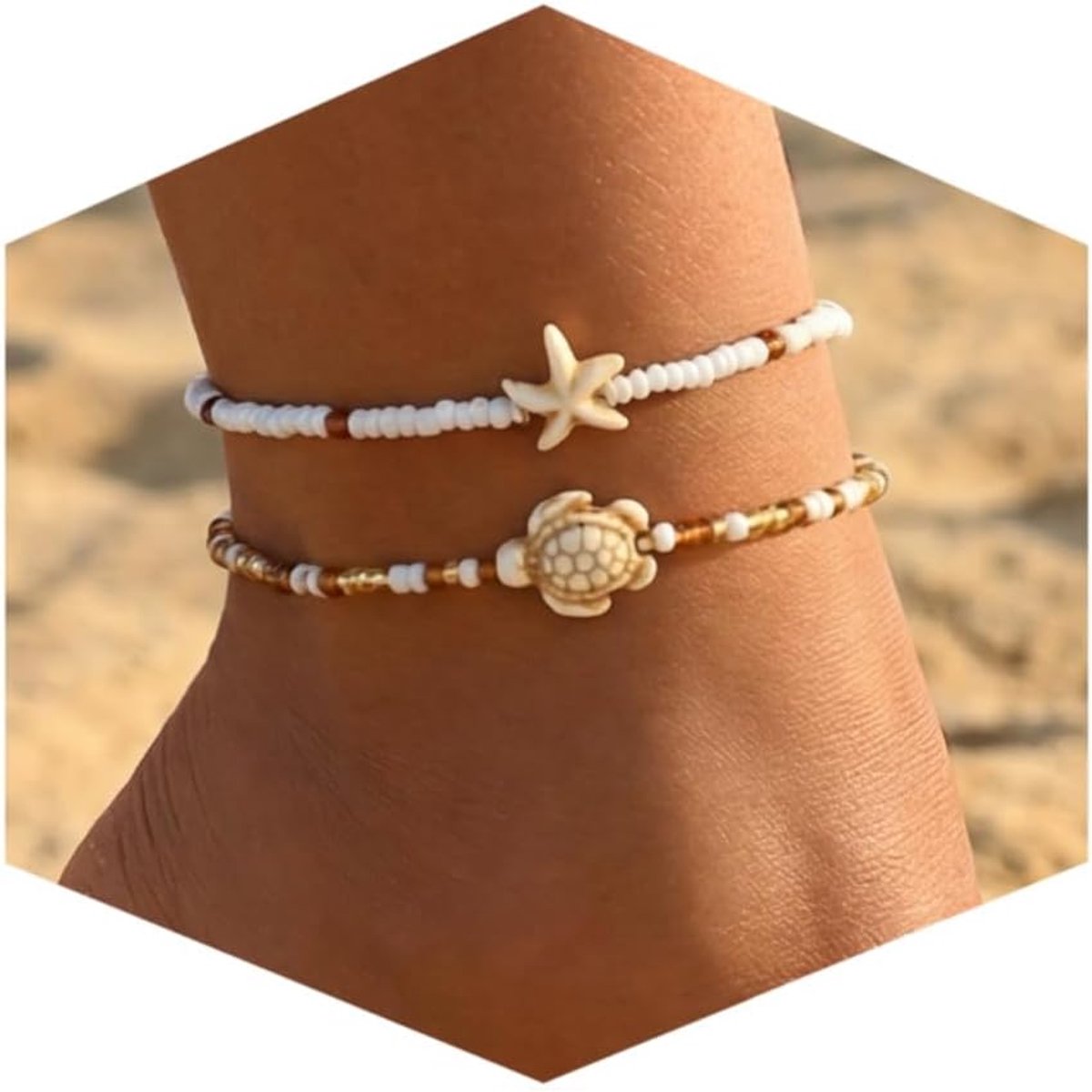 Enkelbandjes voor dames met parels - verstelbaar boho-enkelkettinkje - elegant strandsieraad - perfect voor de zomer - ShopVlot