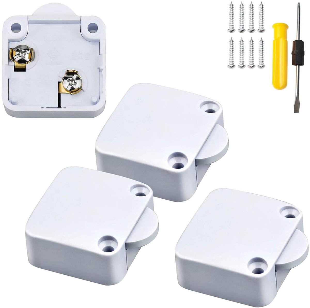 Cabinet switch automatisch - 4 stuks met schroeven - PC kunststof - licht aan bij openen - ShopVlot