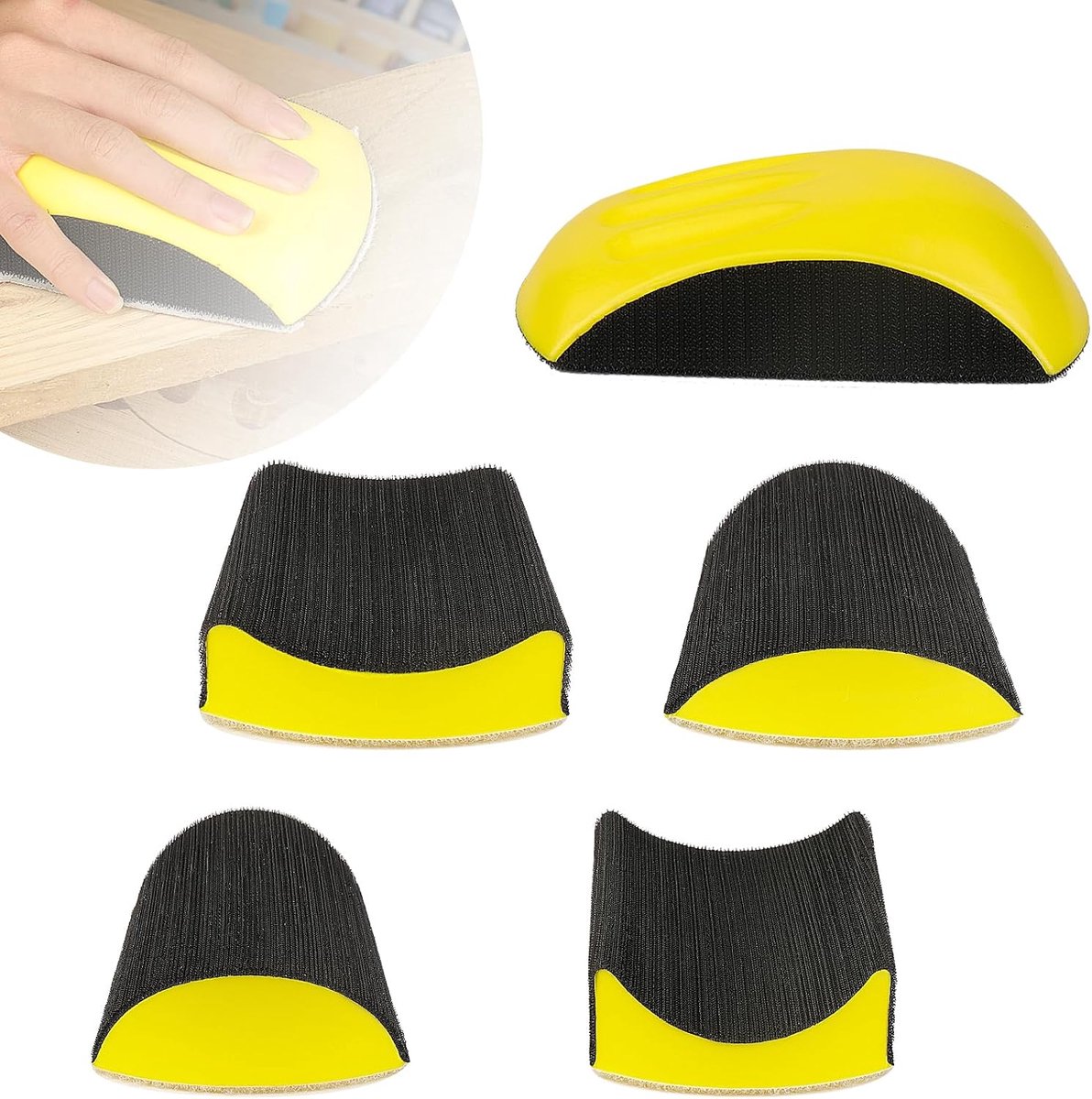 Handschuurblok 5 delig - met klittenband - voor houtbewerking - ideaal voor nauwkeurig schuren - ShopVlot