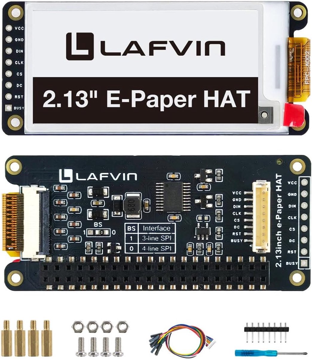 E-Ink display module 2,13 inch - papierachtig ontwerp - permanent beeld - ideaal voor Raspberry Pi 5 - ShopVlot