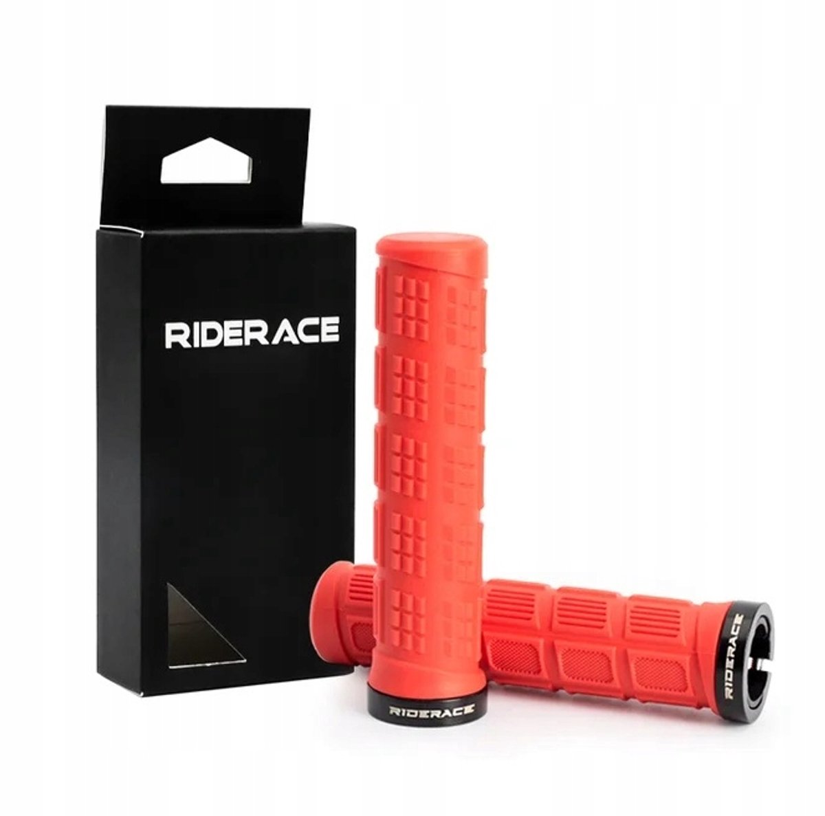Riderace TPR Stuur met Aluminium Ring - Rood/Zwart