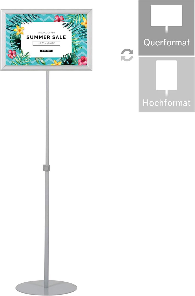 Display sales infostand A3 - telescopisch - aluminium met zware stalen basis - perfect voor gebruik in winkels - ShopVlot