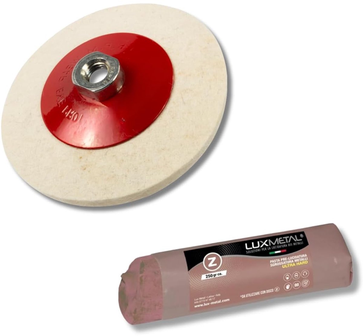 Polijstset ultra hard 250 g - vilt schijf 100 mm - voor metaal polijsten - ideaal voor professionele resultaten - ShopVlot