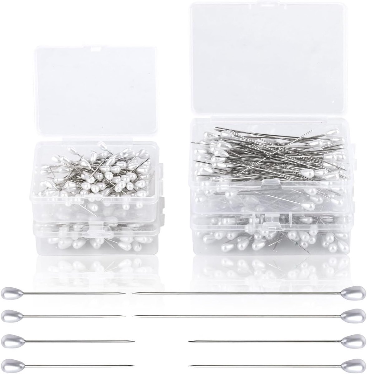 Corsagepennen 400 stuks - Witte parelkop - Diverse maten - Voor bloemboeket en decoratie - ShopVlot