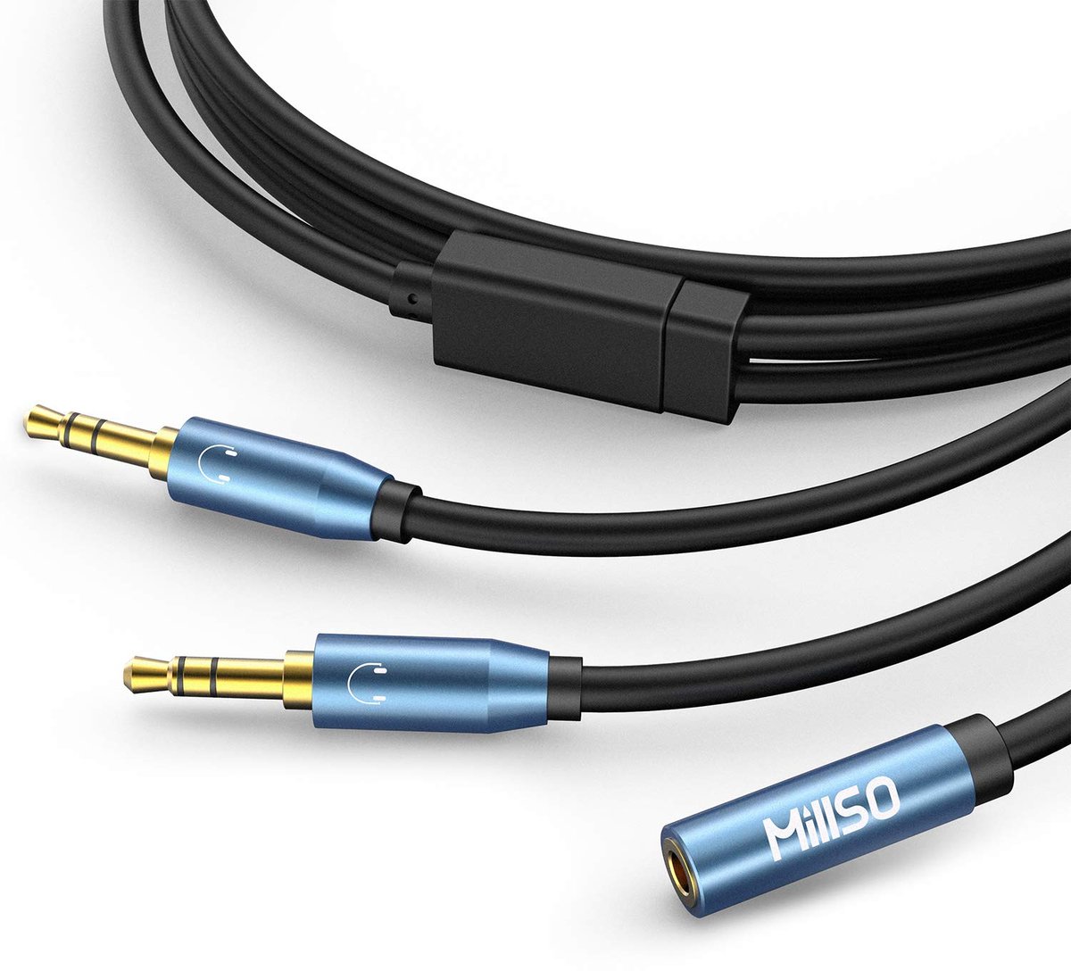 Audio Y splitter kabel 3.5mm jack - 2 x 3.5mm jack male - 24K verguld contact - deel muziek met vrienden - ShopVlot