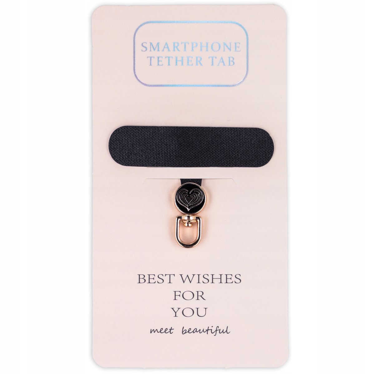 Zwarte Quick Card met Hartje - Telefoonhoesje Lus voor Sleutelkoord
