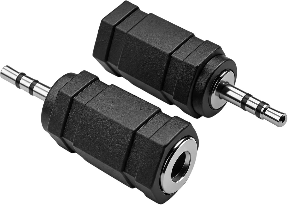 Audio-adapter 2,5 naar 3,5 mm - set van 2 - compact zwart - eenvoudige aansluiting voor dagelijks gebruik - ShopVlot