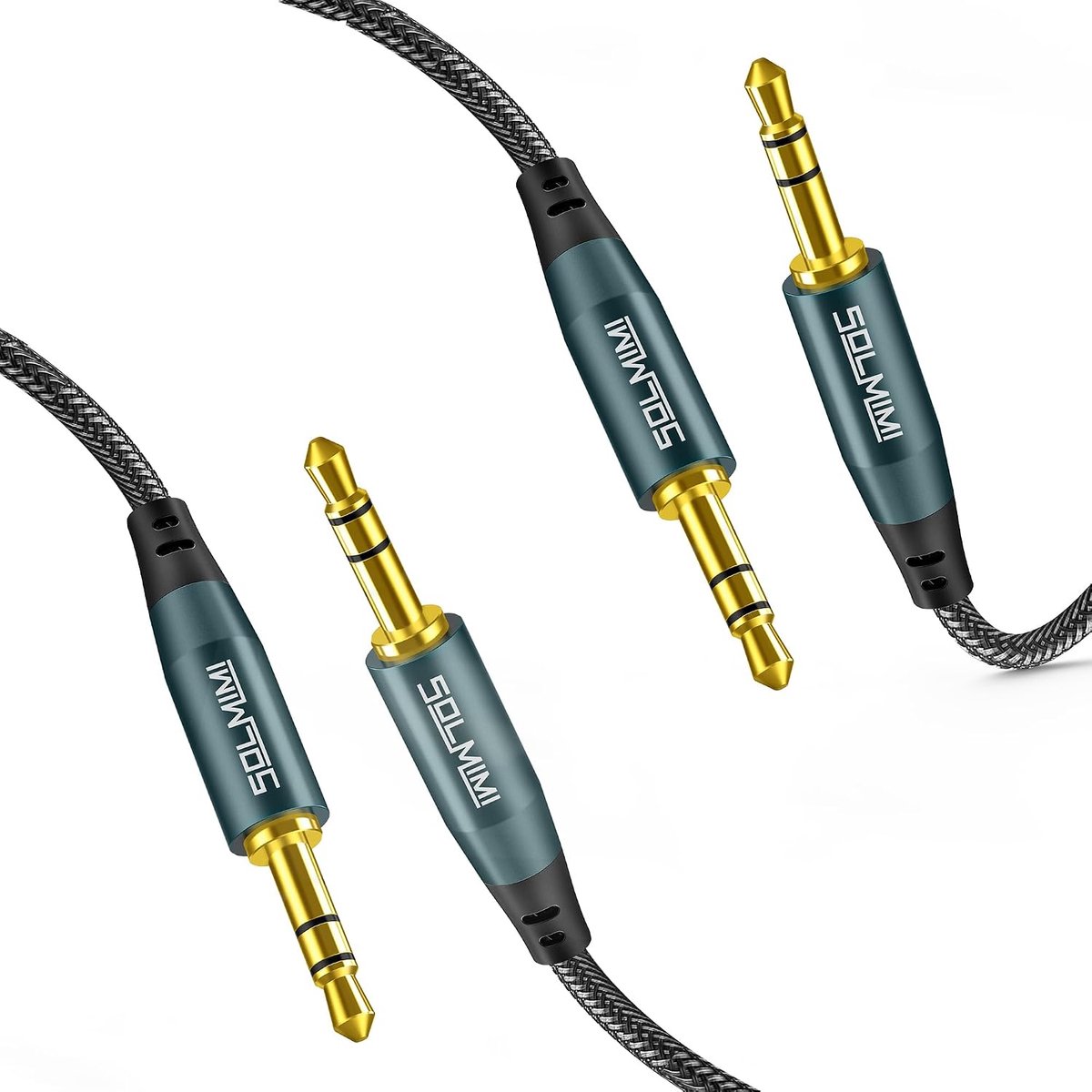 AUX-kabel 3.5 mm - nylon gevlochten - hoge kwaliteit - aansluitingen voor smartphone en stereo - ShopVlot