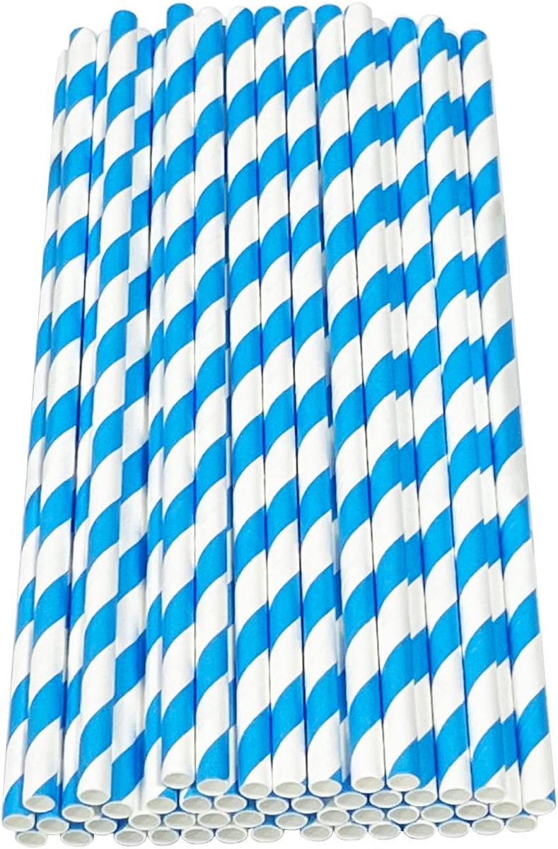 Papieren Rietjes 50pcs - Biologisch Afbreekbaar - Blauw - Ideaal voor Dranken - ShopVlot