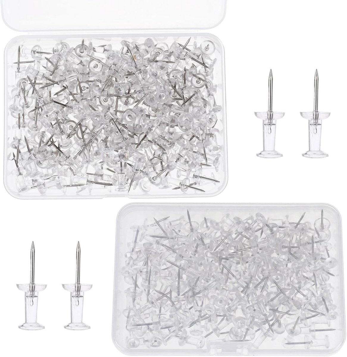 Punaises set van 200 stuks - transparant - kleurrijke priknaalden - ideaal voor prikborden en decoratie - ShopVlot