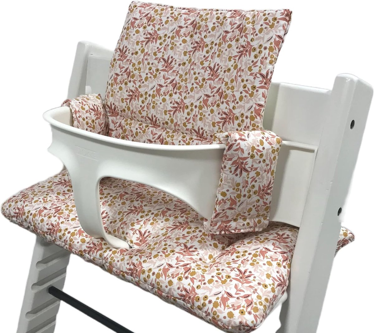 Kussen voor hoge stoel - Geschikt voor Tripp Trapp - Roze bloemen - Vlekbestendig en makkelijk schoon te maken - ShopVlot