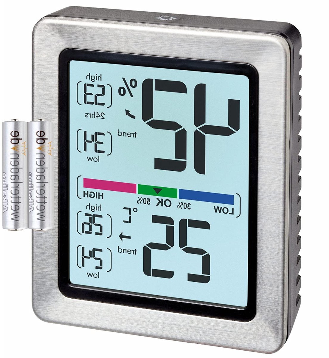 Digitale Thermo-hygrometer - Klimaatmeter Binnen - Binnenklimaat Monitoren - Precisie Sensor - 74 x 90 mm - Zilver