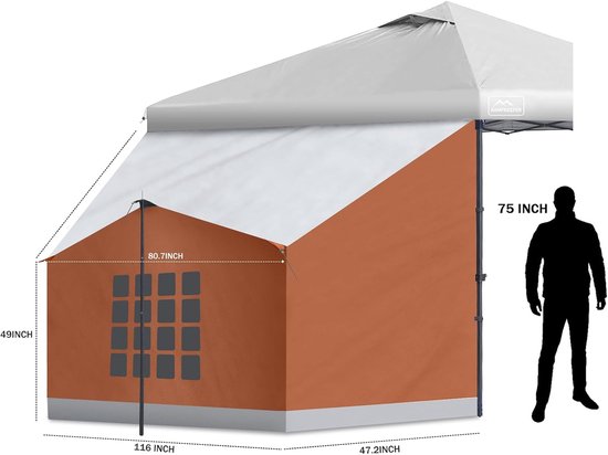 Camping Tent - Bijzettent Gazebo - Kamperen - Waterdicht Insectenwerend - 35 vierkante meter - Oranje — afbeelding 5