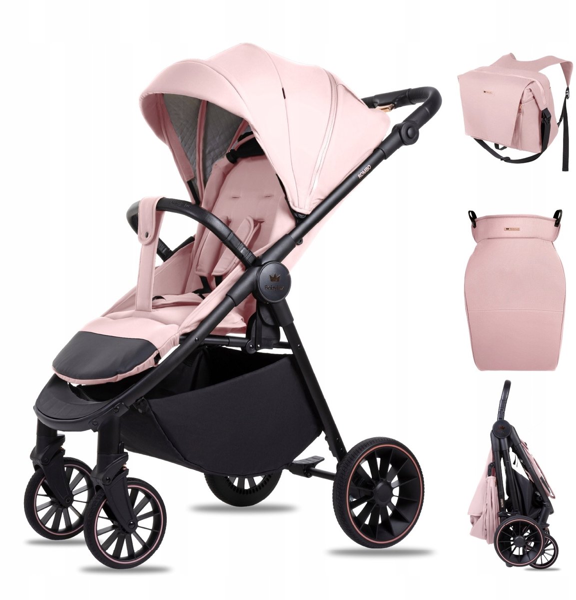 Babylux Buggy Kinderwagen ROMBO Reisbuggy met Ligfunctie, Kleur: Pink