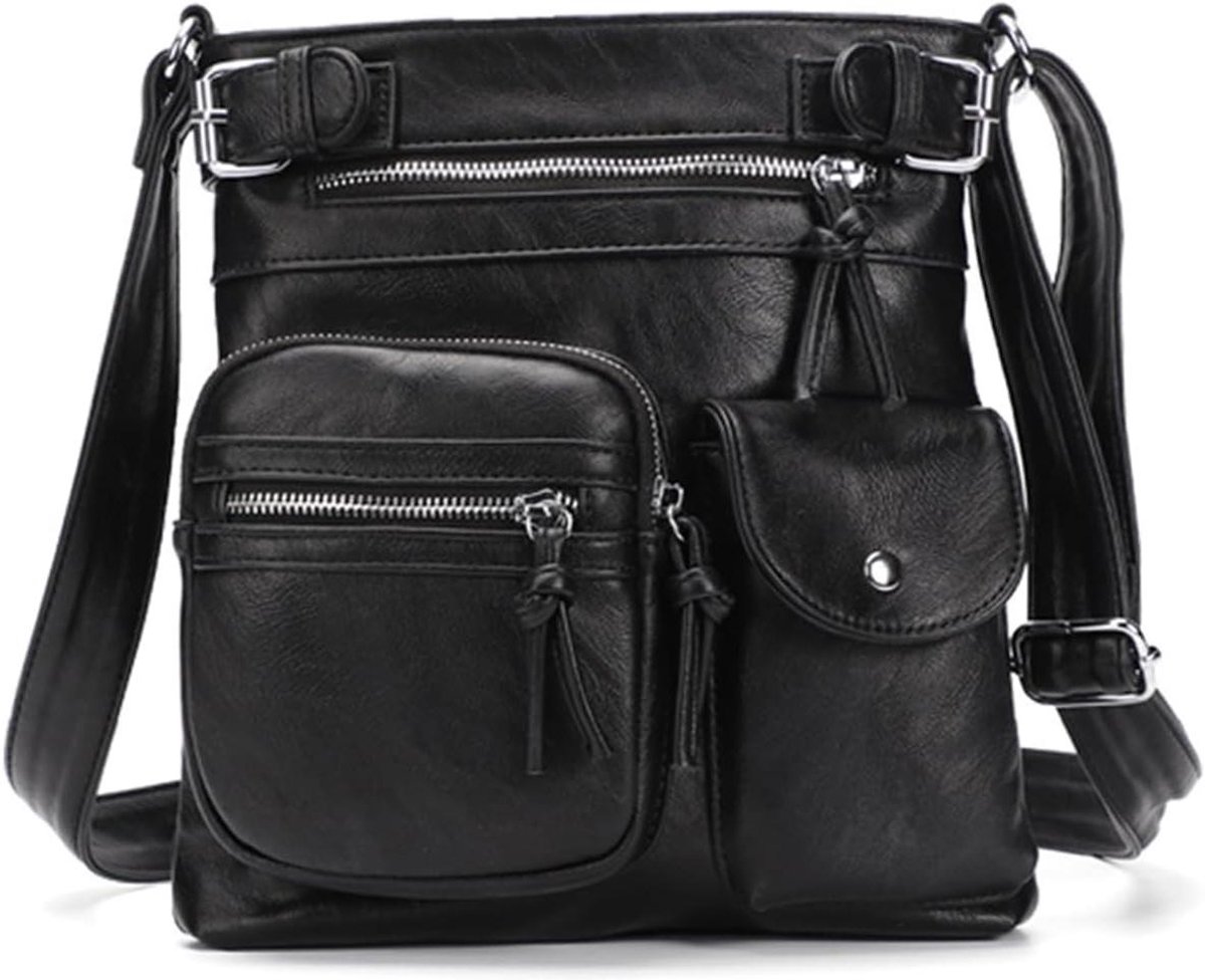 Dames Handtas - Schoudertas Hobo Tas - Dagelijks Gebruik - Meerdere Vakken - 27 x 5 x 27 cm - Zwart
