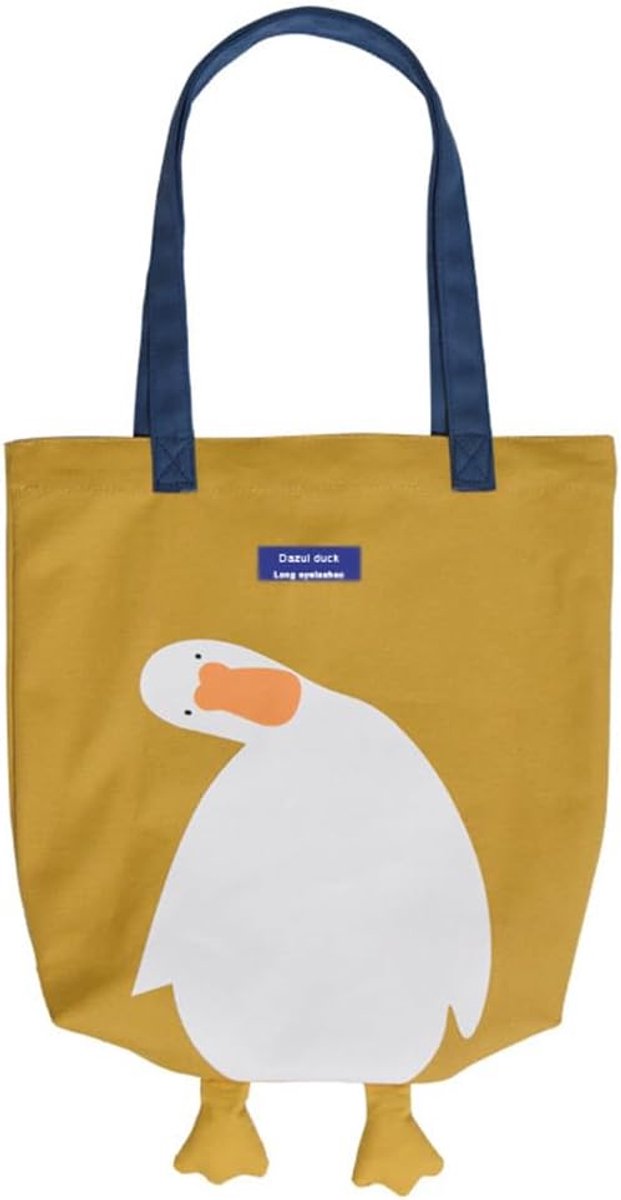 Canvas totebag schattige eend - grappige tas - ideaal voor boodschappen en strand - SnelShoppen