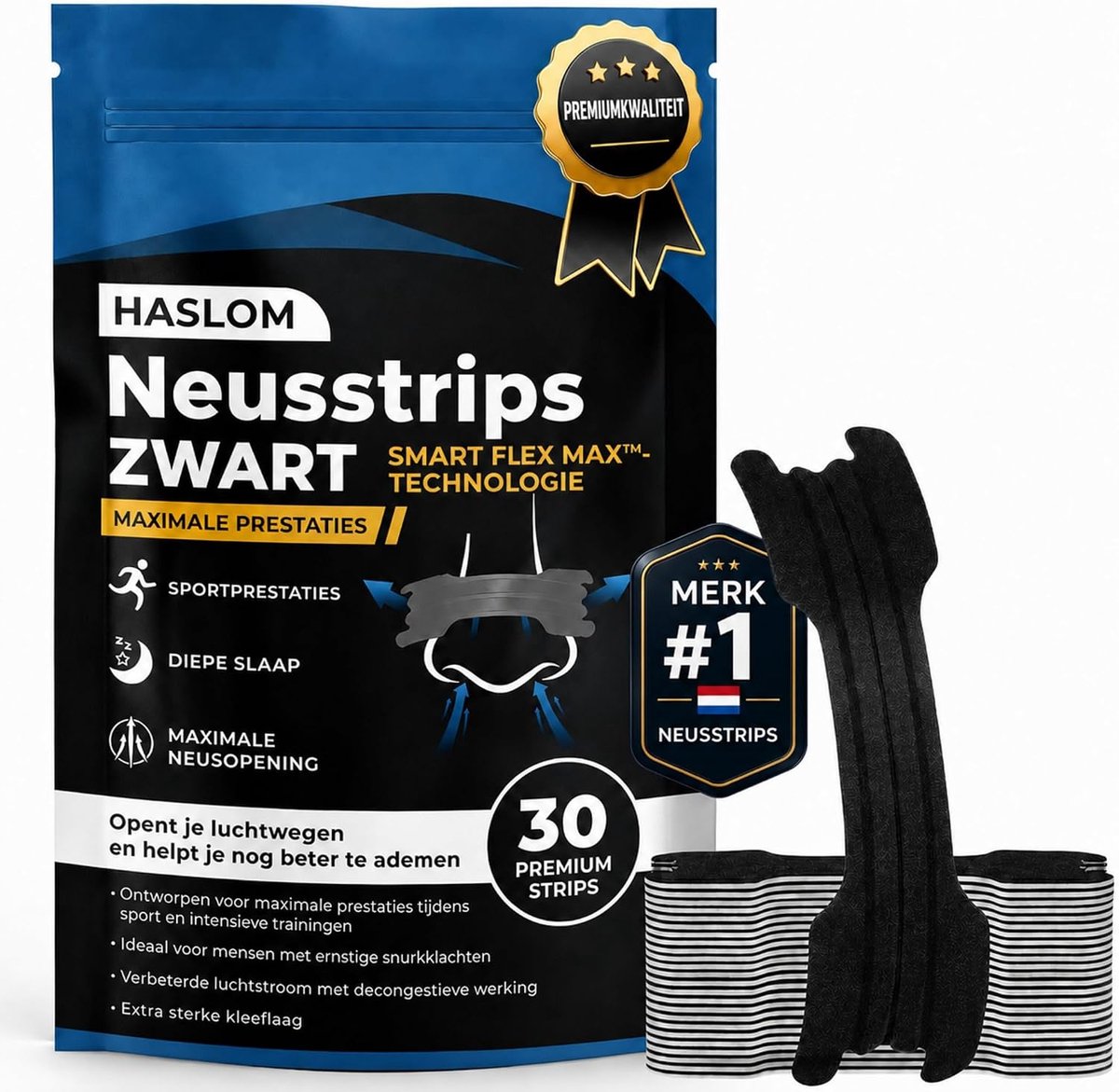 Nasaalstrips 30 Stuks - Zwart - Extra sterke hechting - Ideaal voor sport en slaap - SnelShoppen