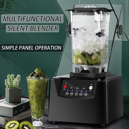 Stille Blender - Smoothie Blender - Dranken Maken - Geluidsisolerende Kap - 1800 ml - Zwart — afbeelding 4