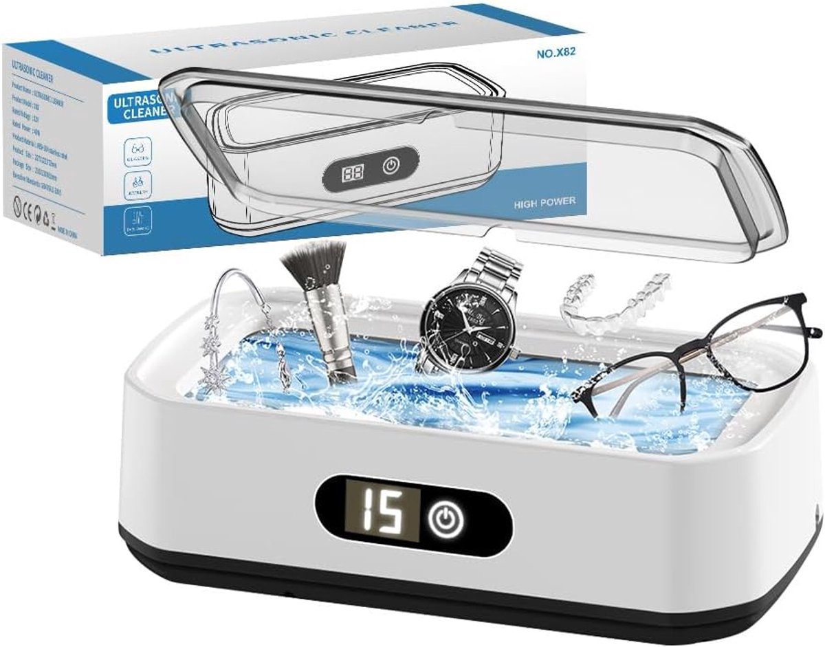 Ultrasoon reinigingsapparaat 49 kHz - 650 ml - 5 timer instellingen - ideaal voor brillen en sieraden - SnelShoppen