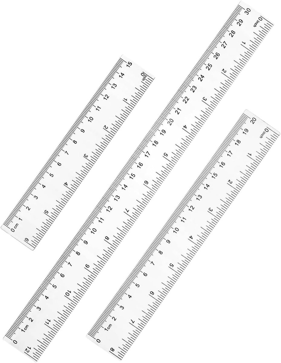 Lineaal 15cm 20cm 30cm - Transparant Kunststof - Flexibel en Precisie - Ideaal voor school en kantoor - SnelShoppen