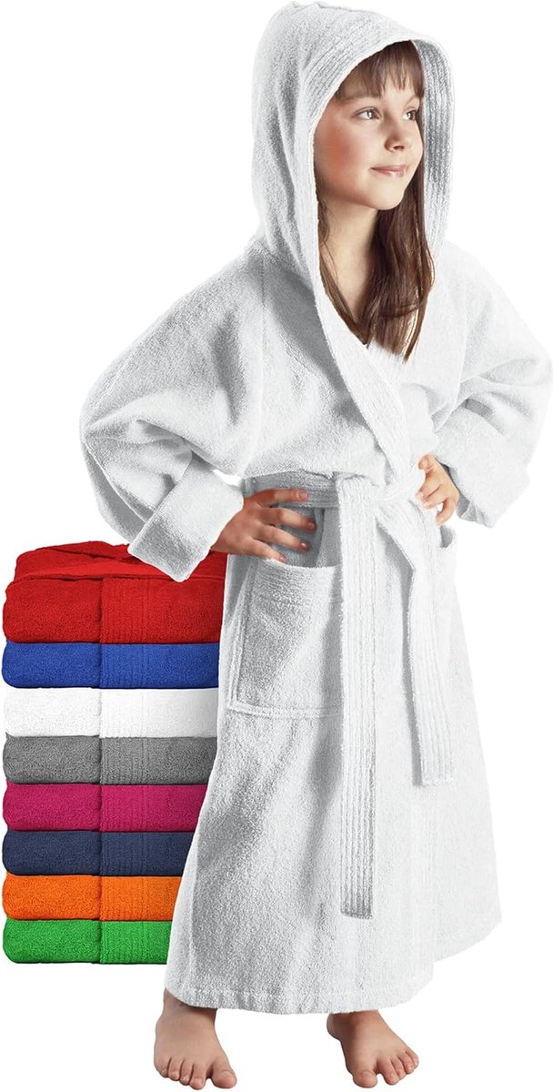 Kinderbadjas voor jongens en meisjes - 100% katoen - met capuchon - ideaal voor na het bad - SnelShoppen