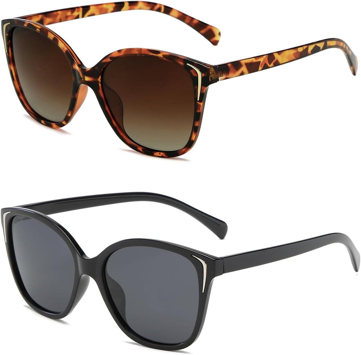 Zonnebril dames oversized - grote rechthoekige glazen - gepolariseerd - UV400 bescherming - SnelShoppen