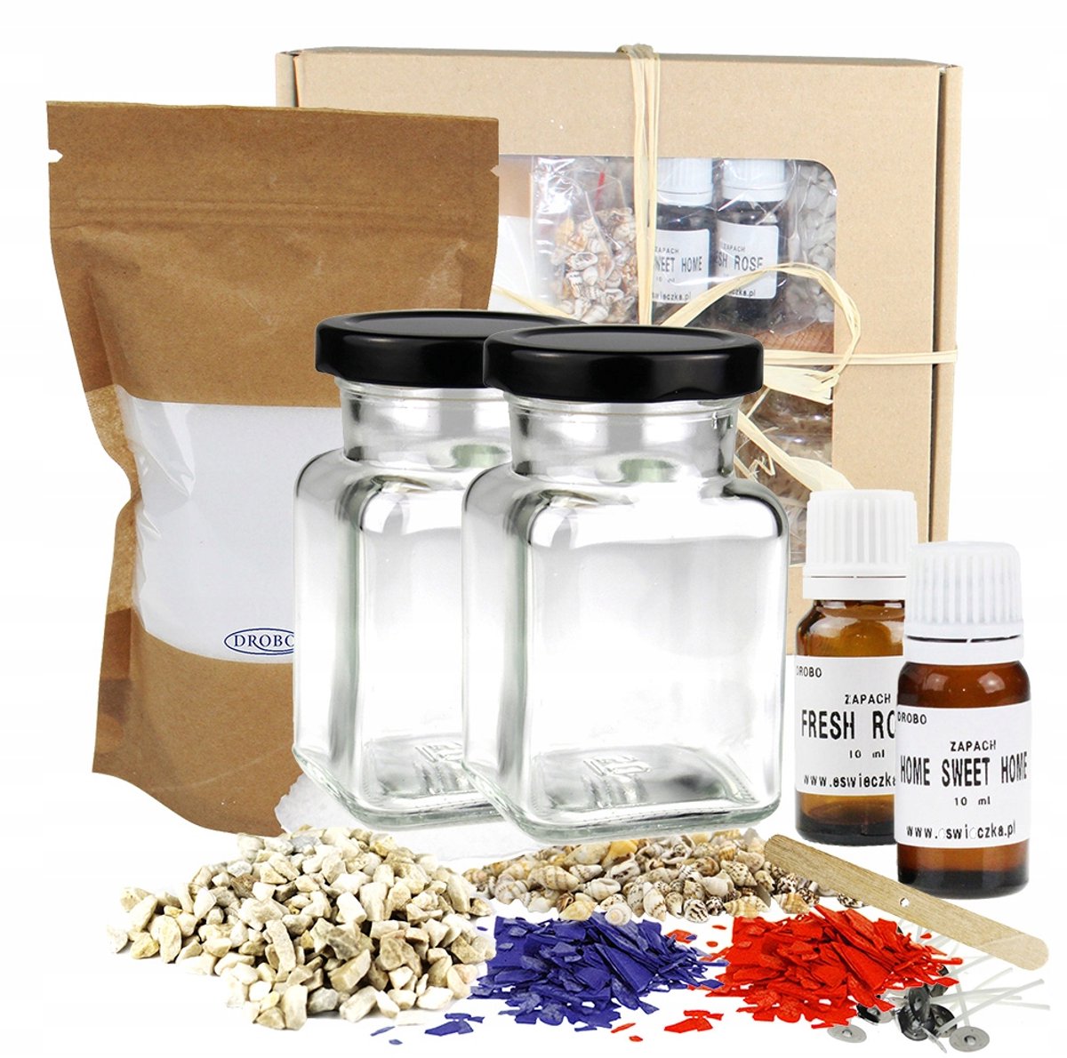 Zelf Kaarsen Maken Set met Deksel, Schelpen & Steenjes
