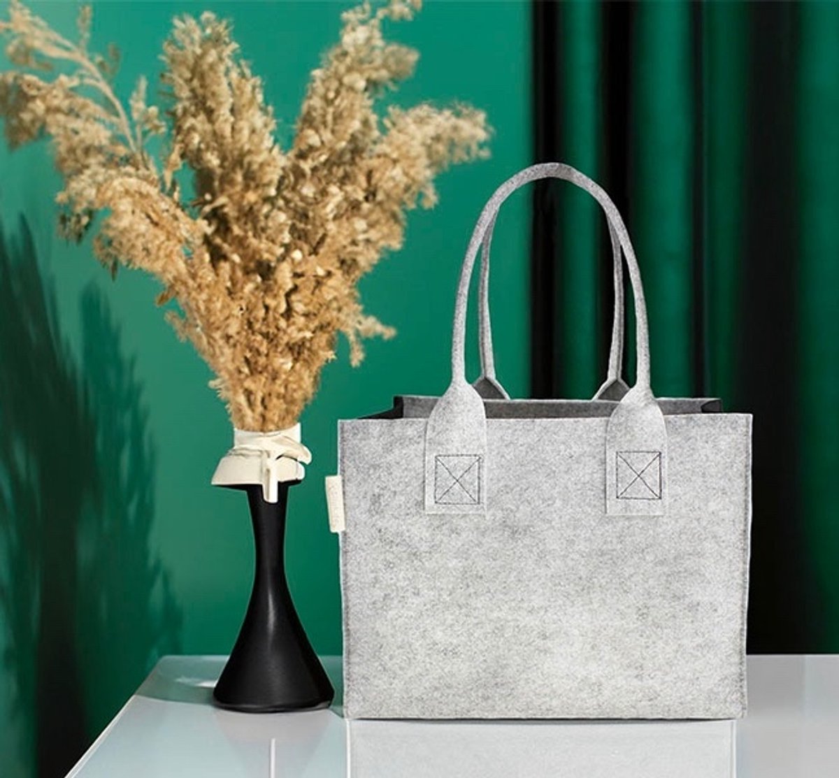 Stijlvolle Grijze Shopper Tas van Gerecycled Vilt